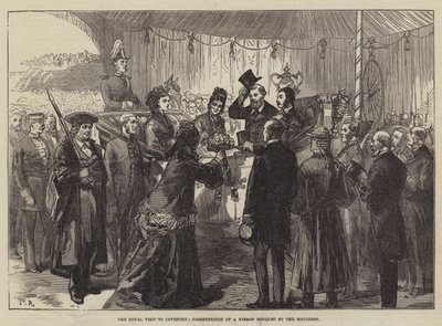 La Visita Real a Coventry, Presentación de un Ramo de Cinta por la Alcaldesa de Sir John Charles Robinson